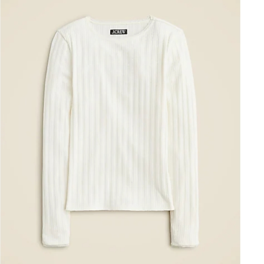 J.Crew Small Ivory Long Sleeve pointelle Tees